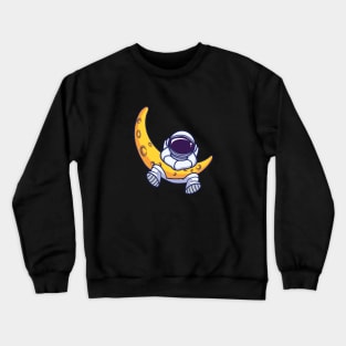 Astronaut With Sickle Moon Crewneck Sweatshirt